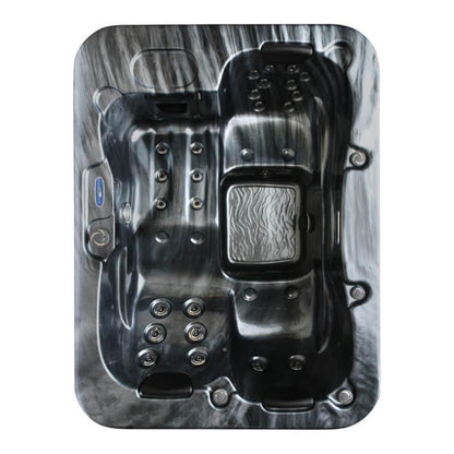 Home Deluxe Outdoor-Whirlpool 'Black Marble Plus' mit Treppe und Thermoabdeckung: Heizung, LED