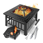 KESSER® Feuerstelle mit Grillrost & Grillzange: Feuerschale, BBQ Grill mit Funkenschutz