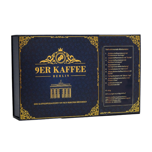 9ER KAFFEE BERLIN Geschenk-Set mit 9 Premium Kaffeesorten im Geschenkbox