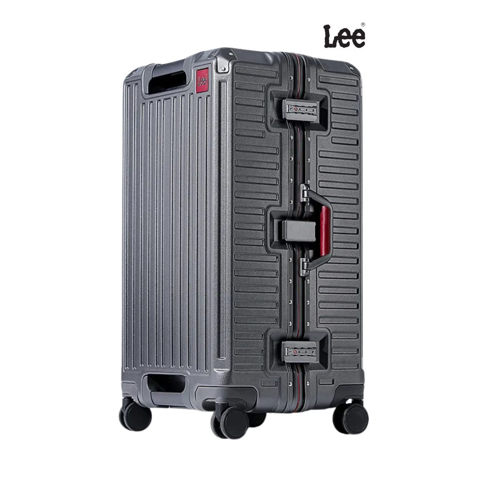 Multifunktionaler Hartschalen Trolley-Koffer mit Becherhalter, USB, TSA-Schloß (Grau)