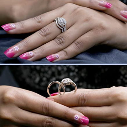 DazzlingRock Collection 18K Rose Gold Engagement Ring Set: White Diamond in Swirl Design (K3074-18KR-8)