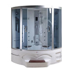 Steam shower & whirlpool 'Los Angeles' (150x150cm): 9 massage jets, aromatherapy, LED, touch