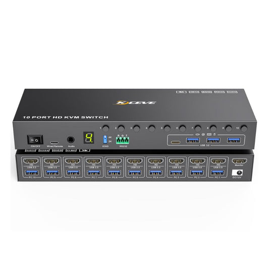 MLEEDA 10-Port HDMI KVM Switch: Professionelle Kontrolle für mehrere PCs mit nur einem Monitor