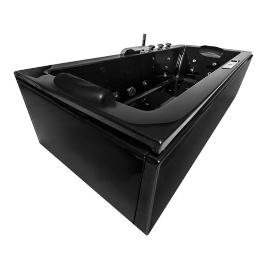 Luxus Whirlpool Badewanne Relax Profi in Schwarz mit Armaturen: Made in Germany, LED, Bluetooth