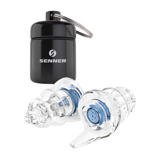 Senner® Ohrstöpsel zum Schlafen: Extra-Soft mit Alubehälter für die Earplugs (Transparent)
