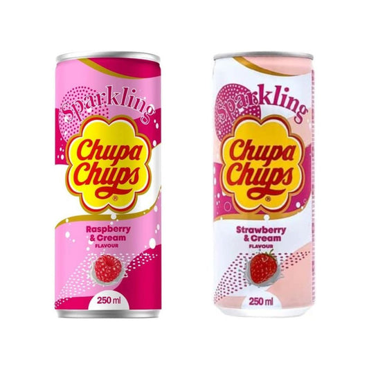 Chupa Chups Mix Sparkling Dosen (24x250ml): Erdbeere & Sahne - Himbeere & Sahne