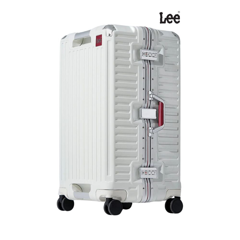 Multifunktionaler Hartschalen Trolley-Koffer mit Becherhalter, USB, TSA-Schloß (Weiß)