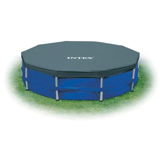 INTEX Round Pool Cover (28031): Poolabdeckplane mit Ø 366cm in Dunkelblau