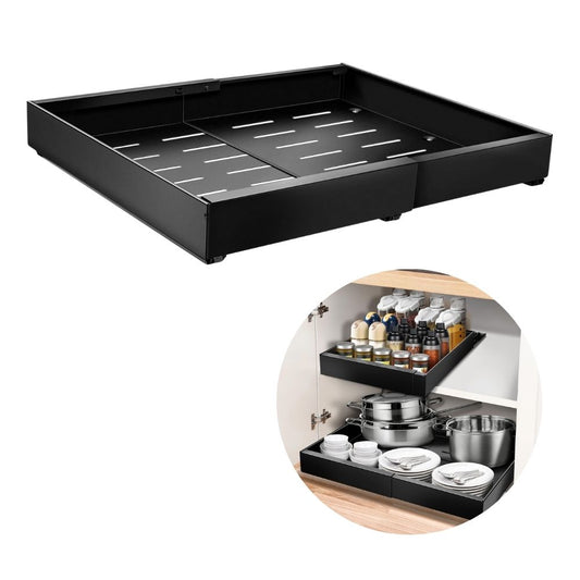 ICARE Einstellbare Kohlenstoffstahl-Teleskopschublade (32-52cm): Ausziehbarer Küchenorganizer 