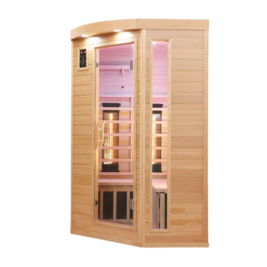 Dewello® Infrarotsauna 'Lakefield 3' (140x140cm) für 2-3 Personen aus Hemlock-Holz, LED, Bluetooth