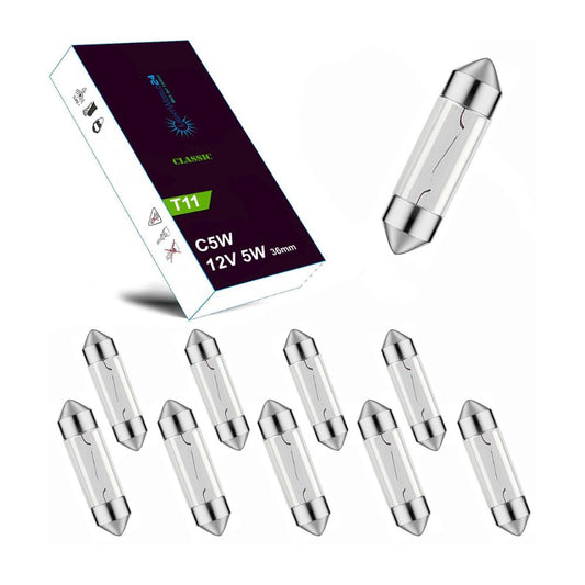 10er-Set Soffitte 12V-5W-C5W-SV8,5-36mm Kennzeichenbeleuchtung, Glühlampe für PKW