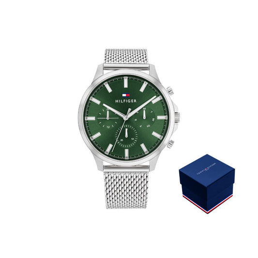 Tommy Hilfiger 'Multi Zifferblatt Quarz' Uhr für Herren mit Silbernes Edelstahl-Mesh-Gliederarmband
