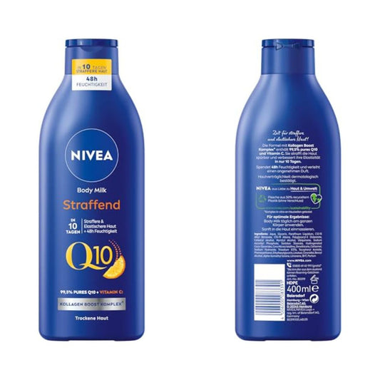 NIVEA Q10 Straffende Body Milk Lotion für straffere Haut mit Orangenduft (400ml)