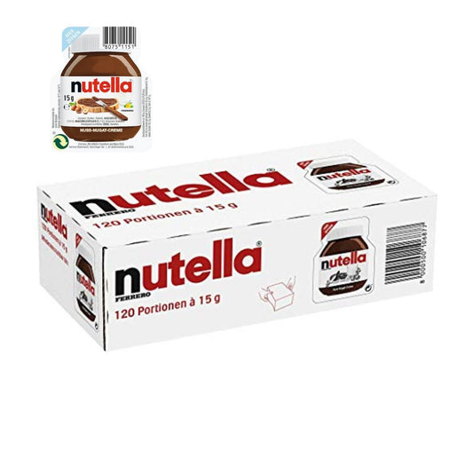 Nutella 'Ferrero' Brotaufstrich 120 x je 15g Mini-Format: 1,8kg Vorrat für Frühstücksbuffet 