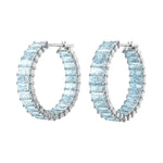 Swarovski Matrix Kreolen Damen-Ohrringe mit blauen Swarovski Kristallen