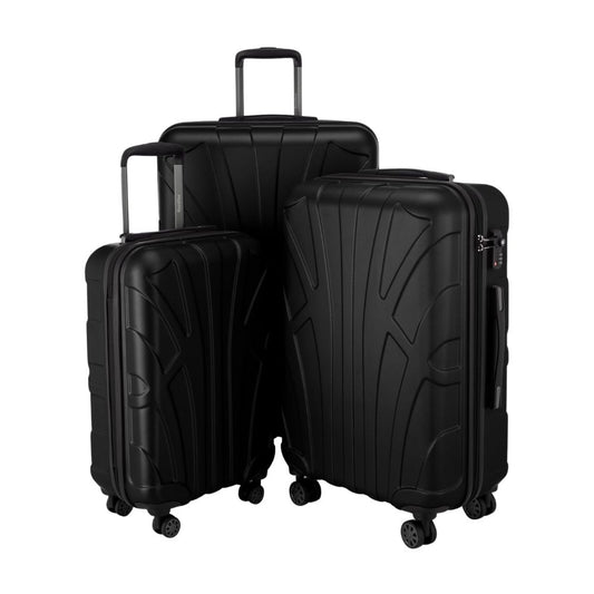 SUITLINE Hartschalen Reisekoffer-Set (3-teilig): TSA-Schloss, ABS | Schwarz-Matt