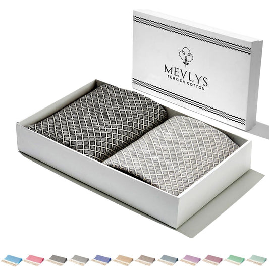 MEVLYS Strand- Hamamtuch (2er-Set - 100x180cm) aus Baumwolle | Extra-Leicht