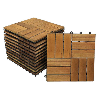 SAM 11 Stück für 1m² Holzfliesen (30x30cm): Akazienholz massiv + geölt | Balkon - Terrasse - Klickfliesen