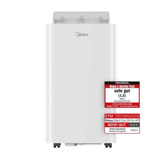 Midea 'Silent Cool 26 Pro WF' Mobiles Klimagerät mit Abluftschlauch: 9000BTU, 2,6kW | APP-Steuerung
