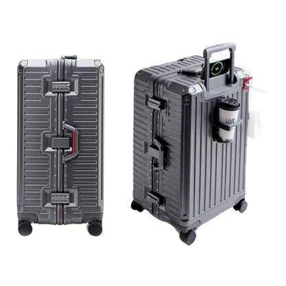 Multifunktionaler Hartschalen Trolley-Koffer mit Becherhalter, USB, TSA-Schloß