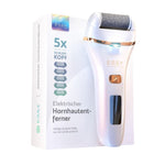 ESSY Elektrischer Hornhautentferner mit 5 Ersatzrollen: Fußpflege Hornhautfeile (Weiß)