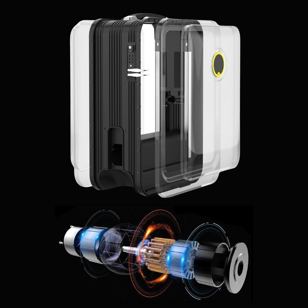 Electric rolling suitcase (20 liters) with 110 kg load capacity: one-button telescope, 3-speed, remote control