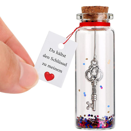VELENTI Liebe Romantisches Geschenk für Sie und Ihn | Liebesflasche mit hängender Schlüssel