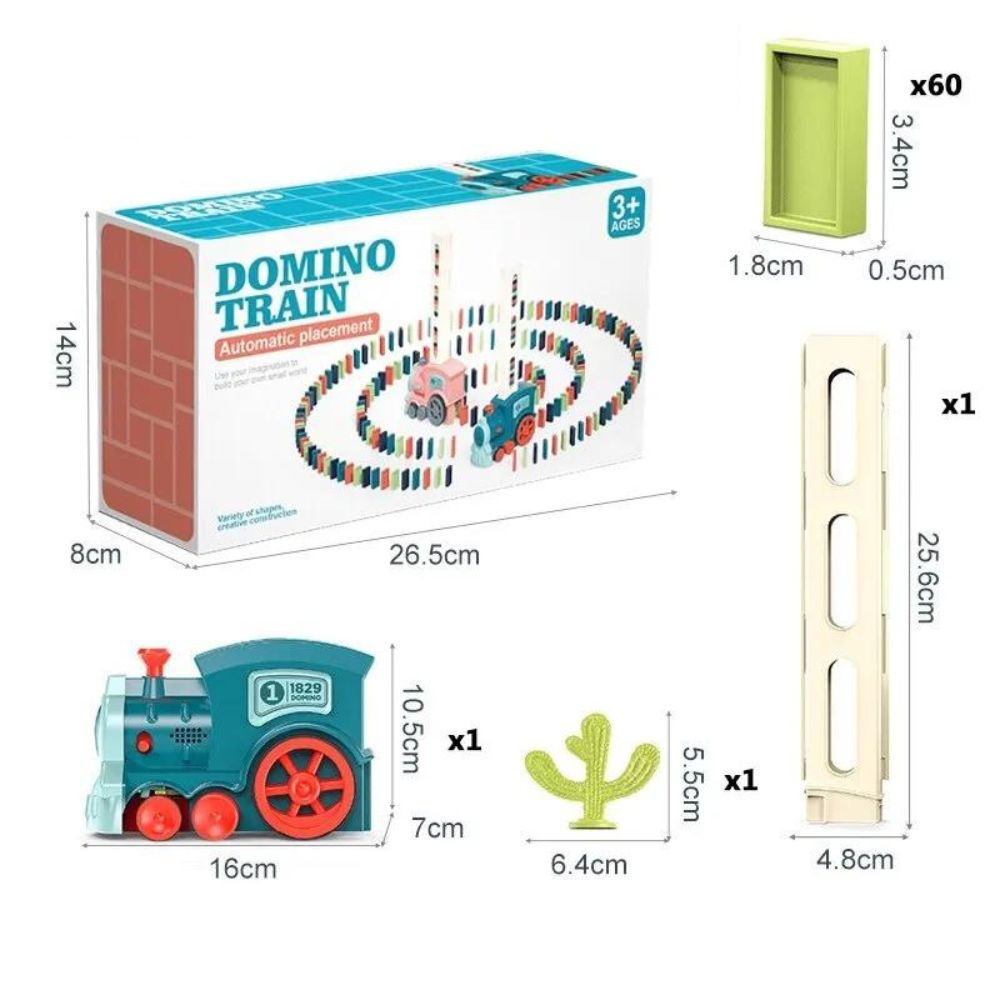 63-teiliges Dominozug-Elektroauto-Bausatz | Kreatives DIY-Spielzeug für Kinder und Erwachsene - Komplett Set