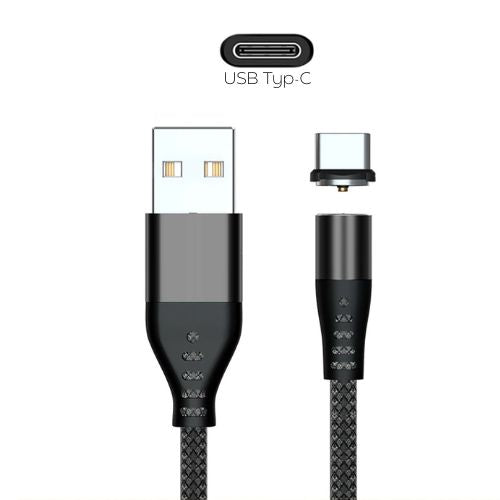 Magnetisches Aufladekabel mit Schnellladung | USB Type-C (Schwarz)