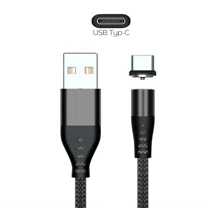 Magnetisches Aufladekabel mit Schnellladung | USB Type-C (Schwarz)