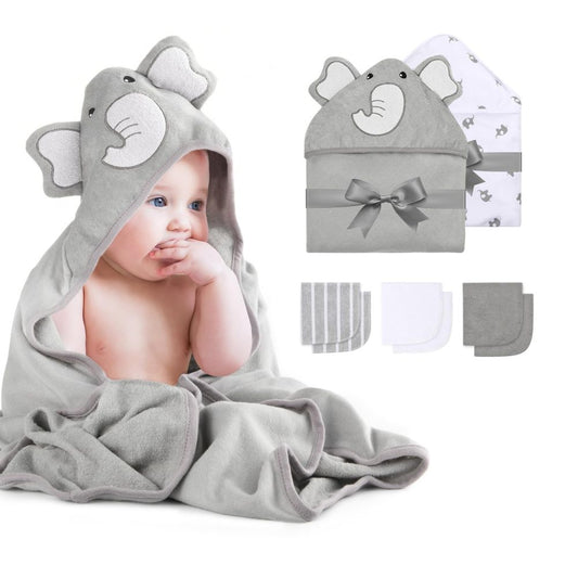 momcozy 8-teiliges Baby Kapuzenhandtuch & Waschlappen-Set: Weich, Saugfähig und Sanft