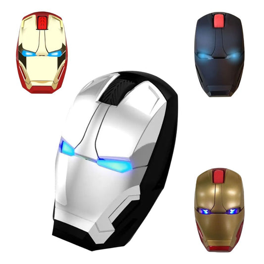 Iron Man Wireless-Maus: Ergonomisch, 2.4G USB Funk, LED-Licht, 1600DPI, leiser Klick, für PC, Laptop, MacBook