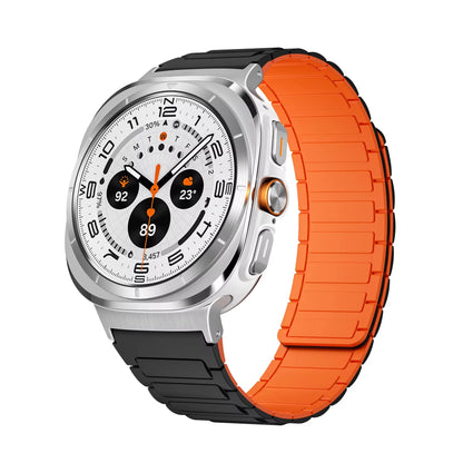 Galaxy Watch Ultra 7 (47mm) Super-Strong-Magnetic Silikon Armband (Schwarz-Orange)