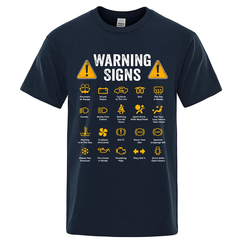 Warning Signs (Fahrwarnschilder) Herren T-Shirt | 100% Baumwolle, Lustig: für Autofans (Dunkelblau)