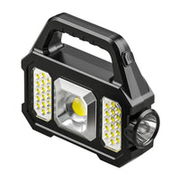 3-in-1 Solar-Arbeitsleuchte: LED-Strahler, dimmbares COB-Seitenlicht | XPG-Taschenlampe
