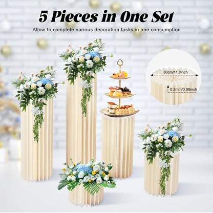 Faltbare Pappplatte, Blumenständervasen aus Hochzeitskarton, Zylindrischer Blumenständer, Säulenständer mit Acryldeckel