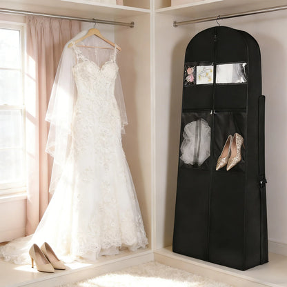 180cm Atmungsaktive Brautkleid-Kleidersäcke Hängende Kleider-Staubschutzhülle Aufbewahrungs-Reisetasche Faltbare Abendkleid-Schutzhülle