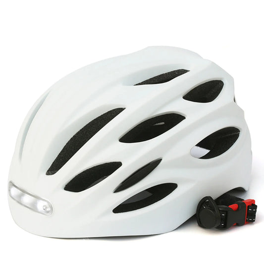 Atmungsaktiver Fahrradhelm für Herren und Damen | mit LED-Licht (Weiß)