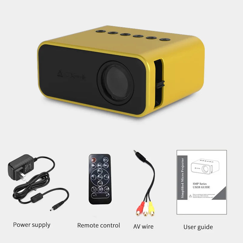 YT500 MINI Projektor | Portables 3D-Heimkino mit kabelloser Synchronisation für Android und iOS: 1080P - Gelb