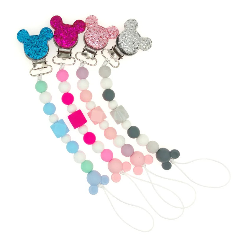Baby Schnuller Clips Kette Silikon Perlen Beißring Spielzeug Schnuller Halter Schnuller Kette Geschenk