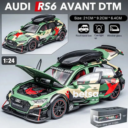Audi RS6 Avant DTM Racing Modellauto aus Metall (1:24) Perfektes Geschenk - Dekoratives Highlight (Grün mit Geschenkbox)