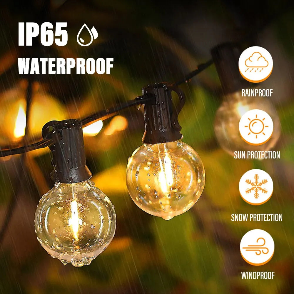 Outdoor Lichterkette mit G40 LED-Glühbirnen | Wasserdichte Außenbeleuchtung1