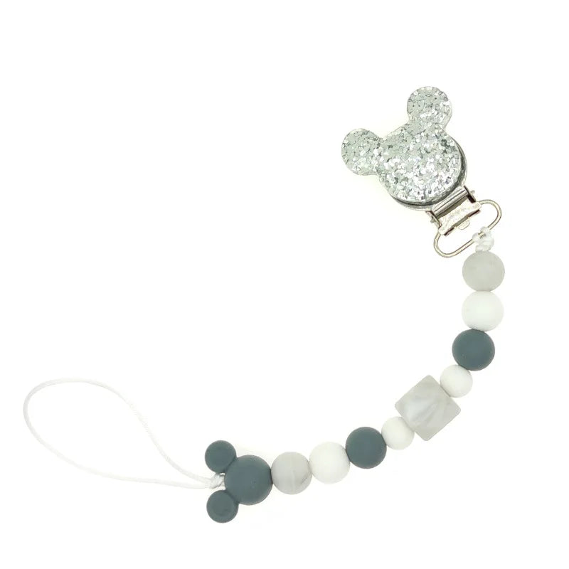 Baby Schnuller Clips Kette Silikon Perlen Beißring Spielzeug Schnuller Halter Schnuller Kette Geschenk – Bild 3