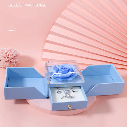 Elegante Rosen-Schmuck Geschenkbox | Perfekte Liebesüberraschung - Blau