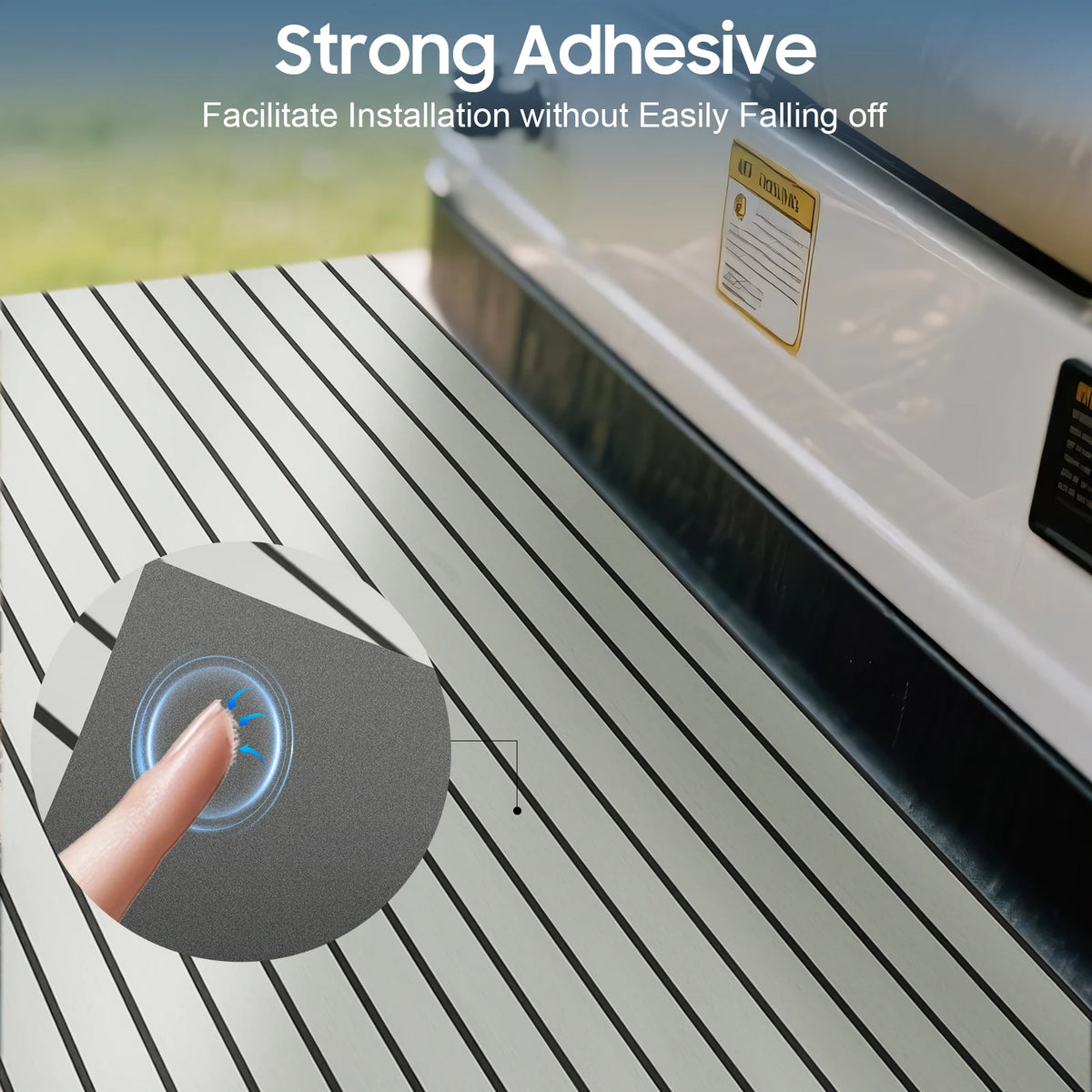 Neue EVA-Schaum Teak-Bodenmatte Grau mit Schwarzen Streifen Rutschfest für Wohnwagen Stilvolles Design Sicherheitsschutz – Bild 4