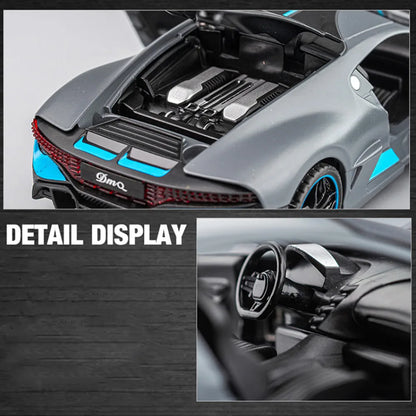 Bugatti Divo Modellauto 1:32 | Spielzeug aus Metall in Farbe Grau: perfekt für Sammler 4