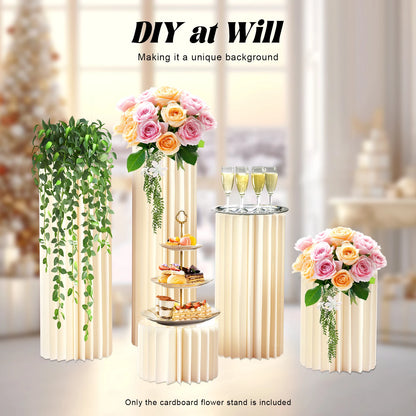 Faltbare Pappplatte, Blumenständervasen aus Hochzeitskarton, Zylindrischer Blumenständer, Säulenständer mit Acryldeckel – Bild 3