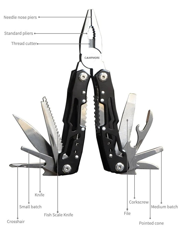 Stainless Steel Outdoor Multitool for Camping, Survival, and Emergencies