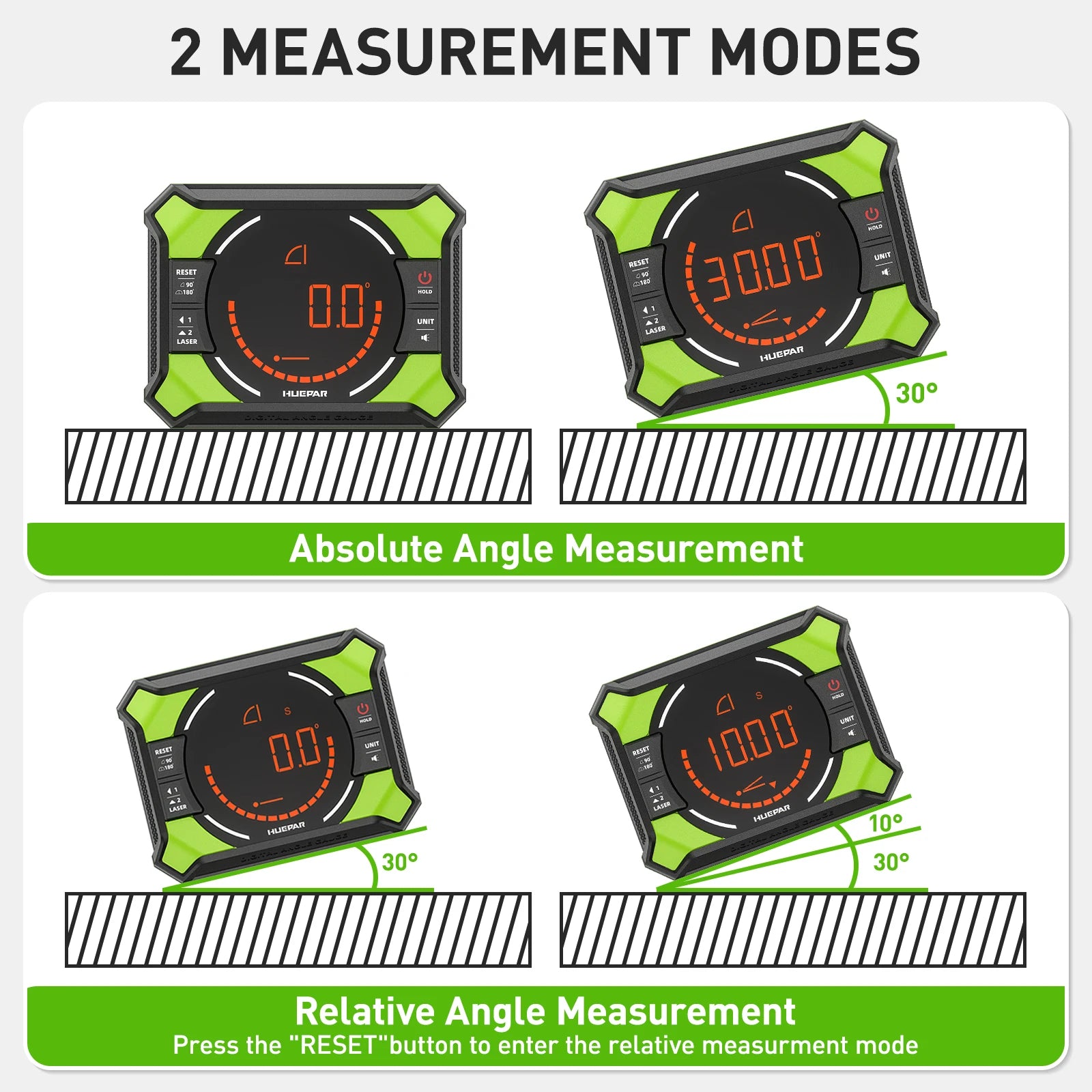 Huepar 3-in-1 Digitaler Winkelmesser mit Laser | LCD-Display & Magnetischer Neigungsmesser