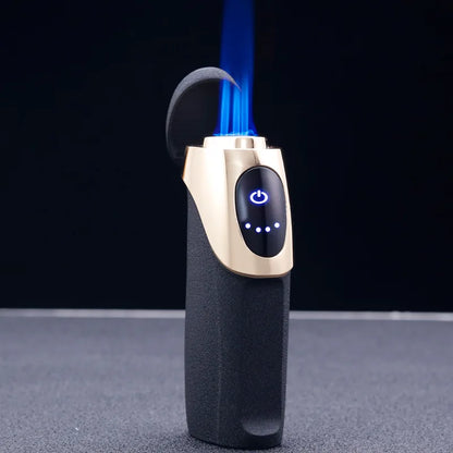 JOBON Gas-Hybrid-Feuerzeug mit Touch-Zündung | Smiley-Delfin-Design, 3-fache blaue Flamme